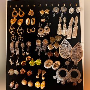29 pairs vintage clip on earring lot